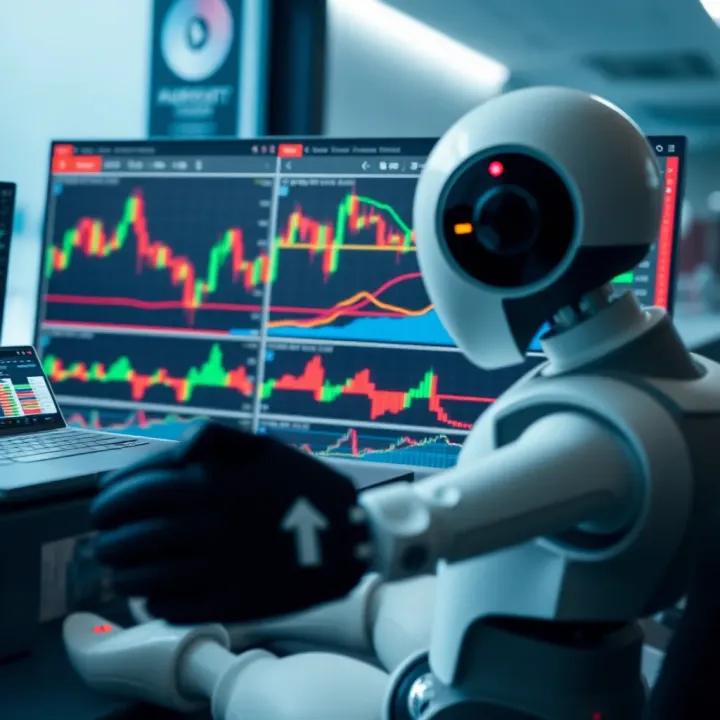 Automated Trading and Safety Considerations with Bot.Deriv Visual representation of automated trading strategy with charts and safety icons