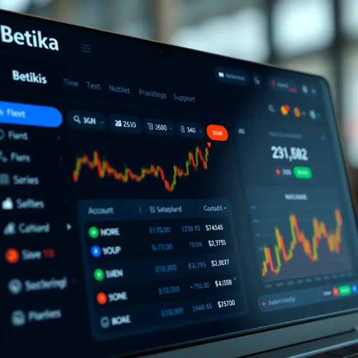 Betika Account Management Dashboard Dashboard view showing navigation options and account management features on Betika