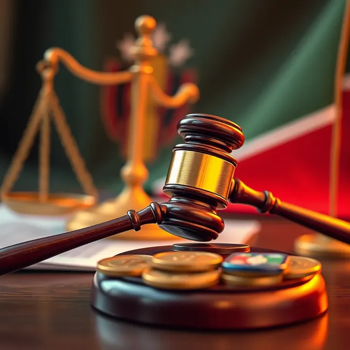 Digital representation of cryptocurrency regulations in Kenya with a gavel and Binance logo