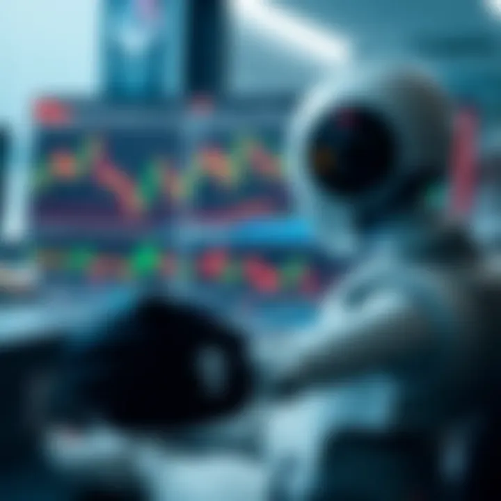 Visual representation of automated trading strategy with charts and safety icons