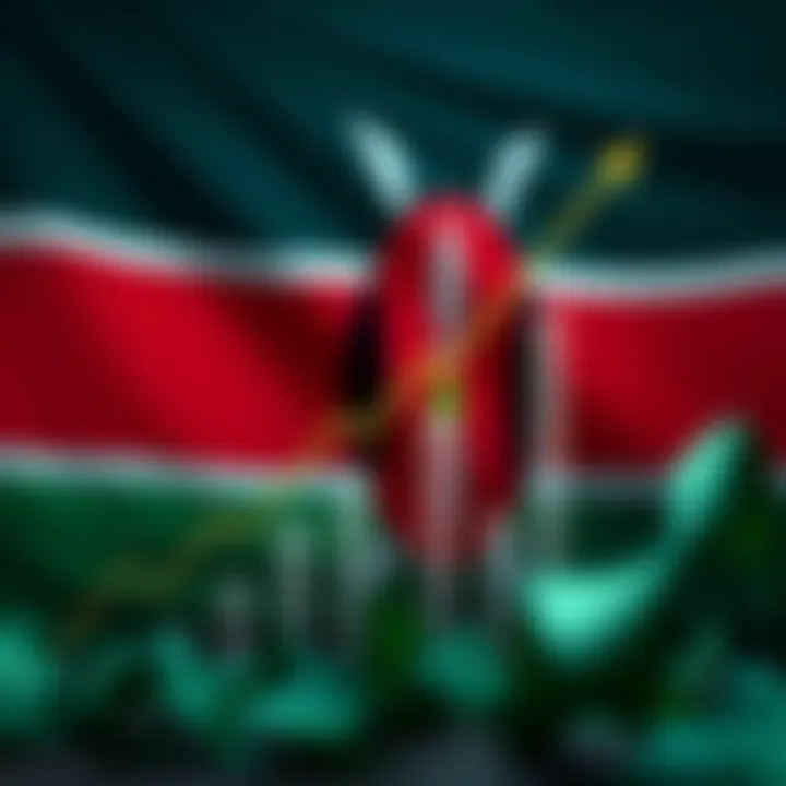 Forex Trading Growth in Kenya with Market Trends Graph showing upward trend in forex trading with Kenyan flag backdrop