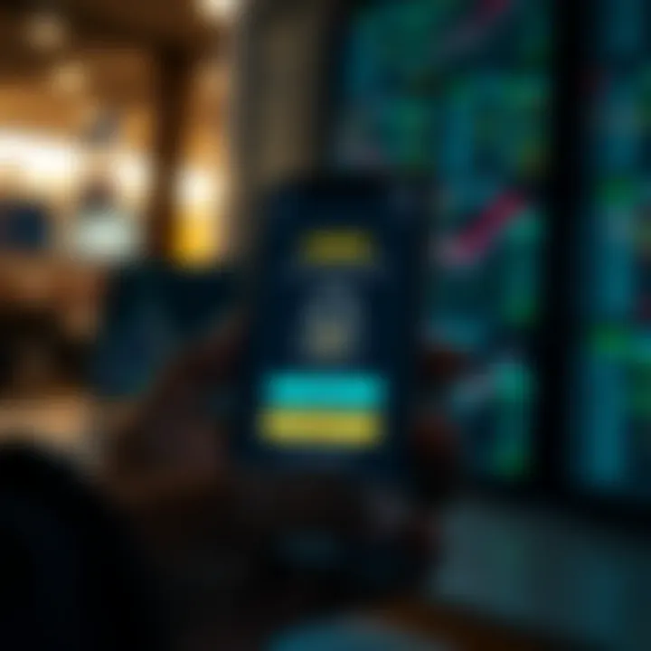 Secure login screen with biometric authentication on a smartphone for a trading application