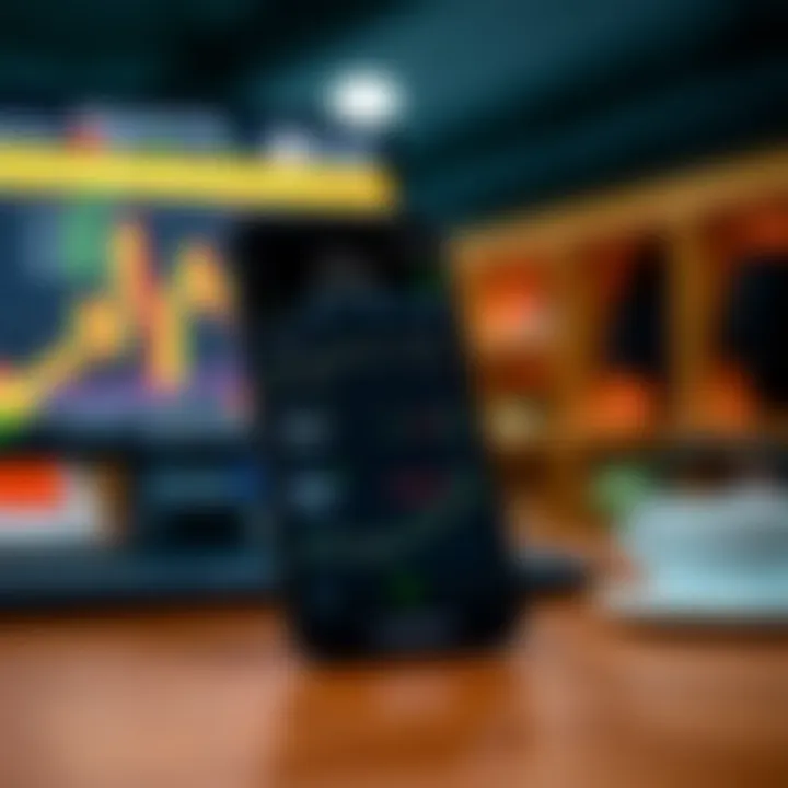 Mobile phone screen displaying the Binary.com app trading dashboard with various trading options