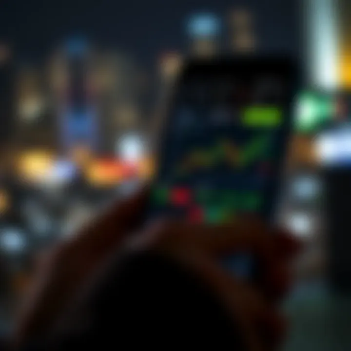 Android smartphone displaying the Deriv app interface with trading charts and controls