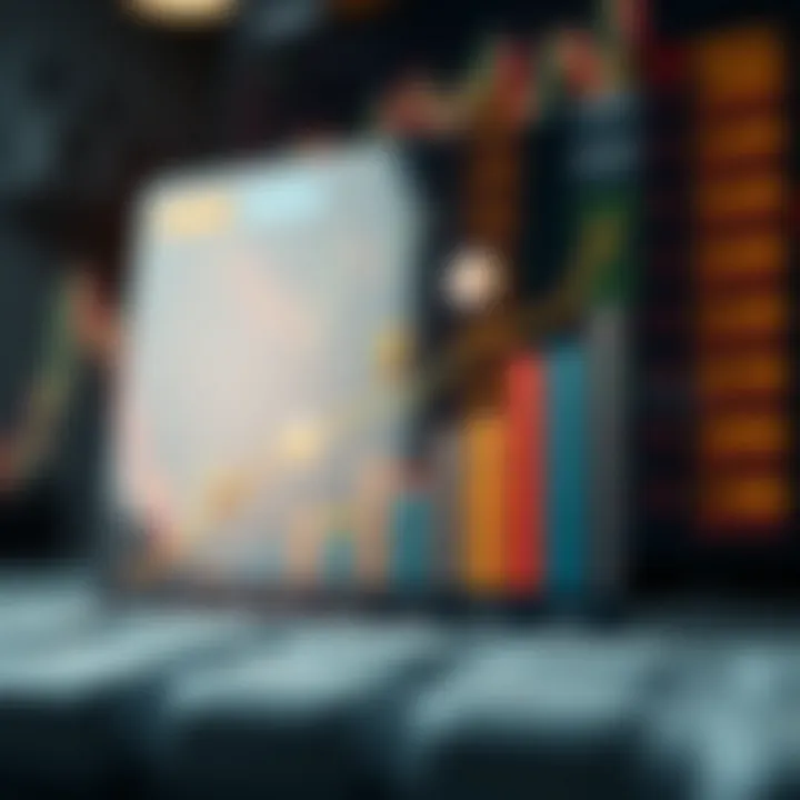 Graphical representation of portfolio growth with icons representing various asset classes and investment diversification