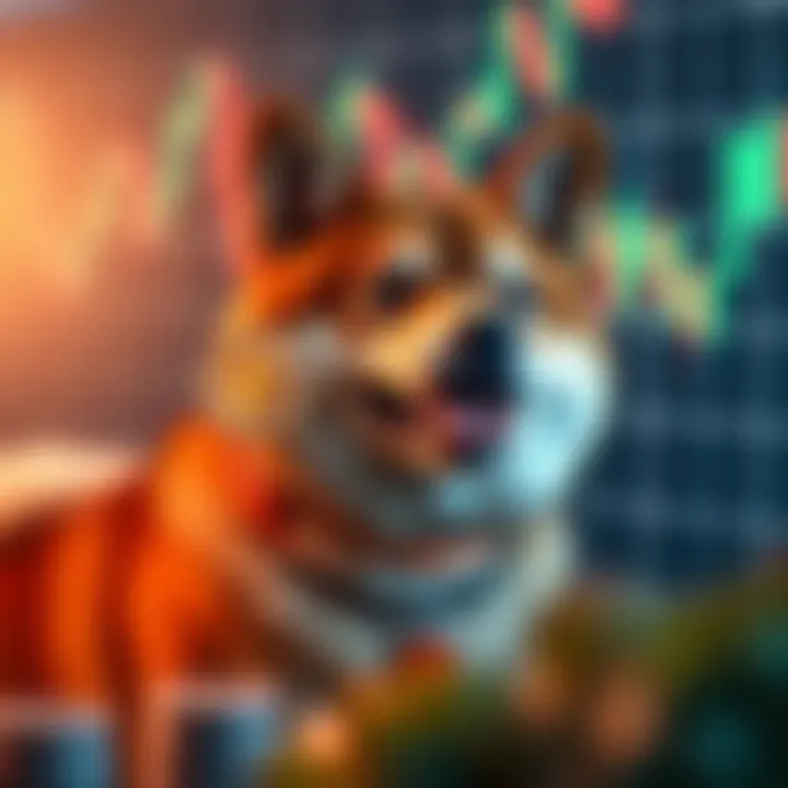 Market Analysis and Forecast for Shiba Inu Cryptocurrency Conceptual illustration of cryptocurrency market analysis with charts and digital currency symbols