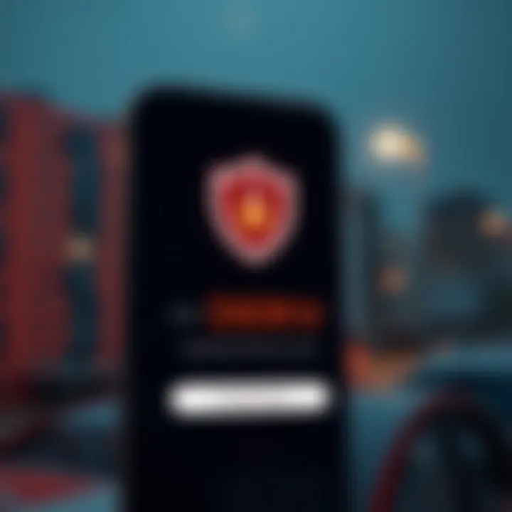 Illustration of secure login with shield icon and password entry for Deriv app