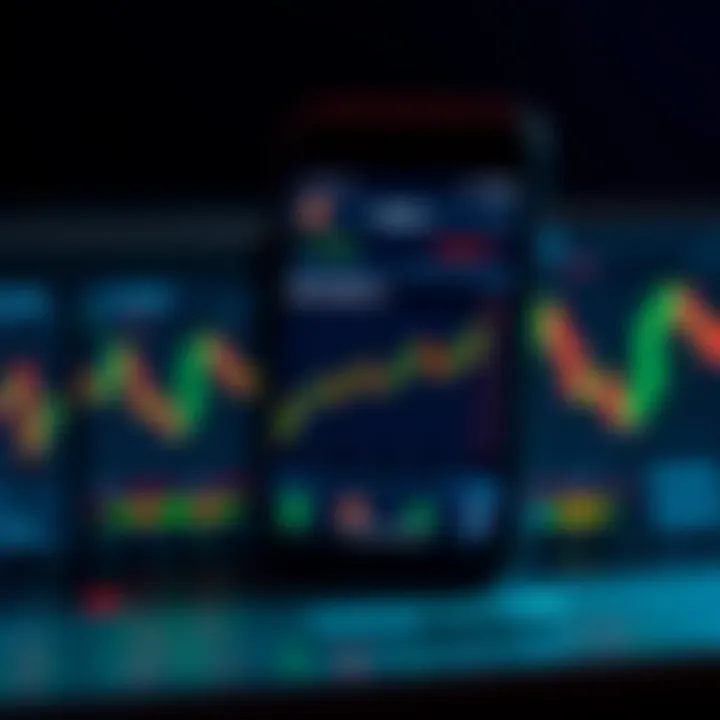 Deriv app interface showcasing trading charts and options on a mobile device