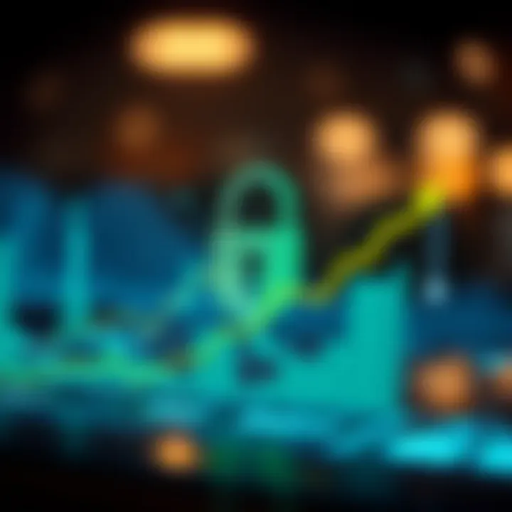 A graphical representation of safe online trading with a lock symbol and growing investment chart