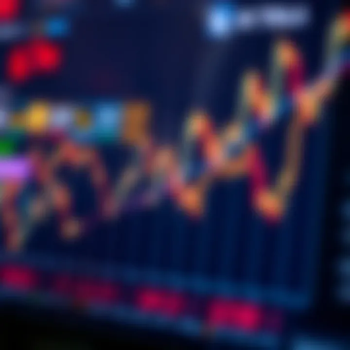 Graph showing currency exchange rates fluctuating over time