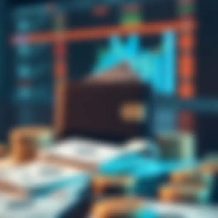 Illustration of a digital wallet with cash and coins symbolizing instant withdrawal of bonuses