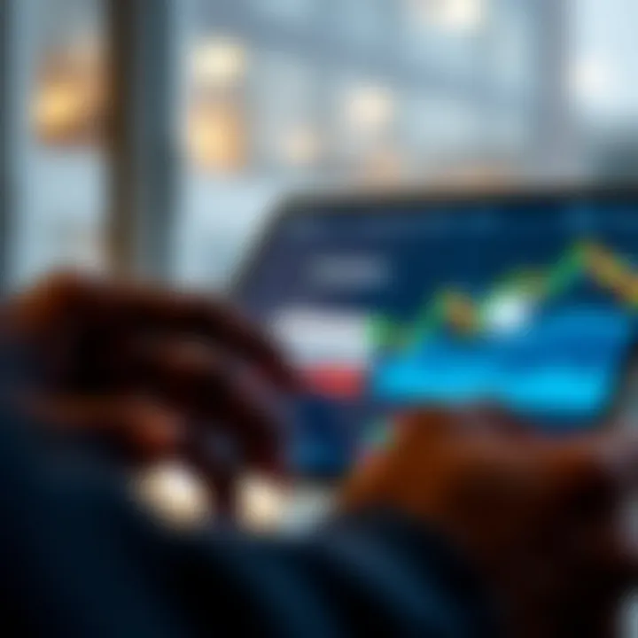User entering credentials on a device screen to access IQ Option platform securely