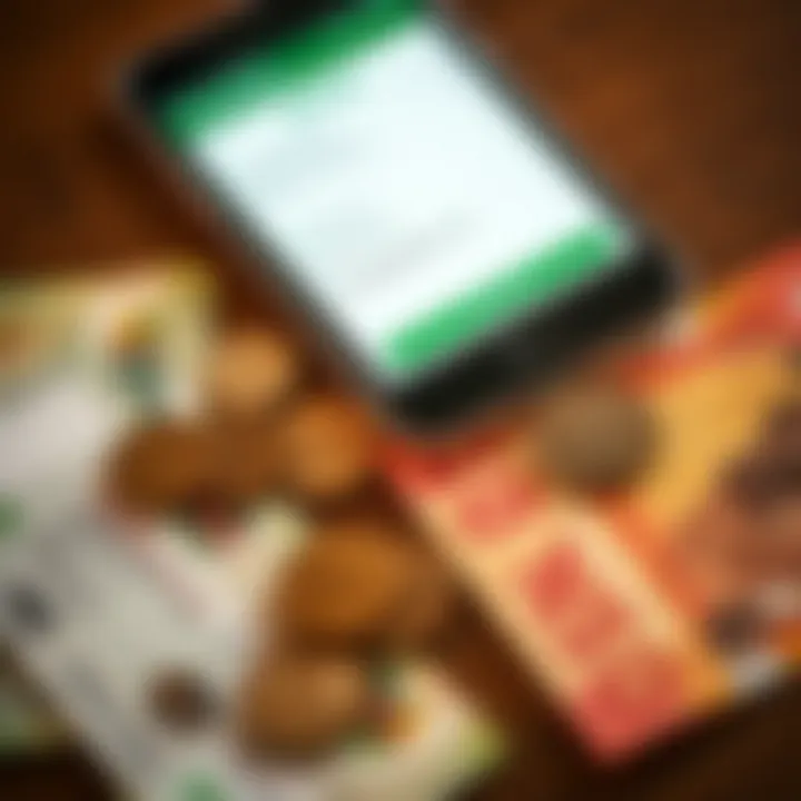 Kenyan currency notes and coins laid out beside a smartphone displaying M-Pesa transaction options