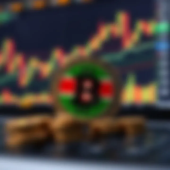 Digital representation of cryptocurrency trading charts with Kenyan flag elements
