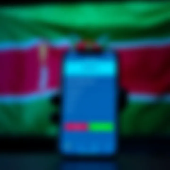 Mobile phone displaying account setup screen on Deriv trading app with Kenyan flag in background