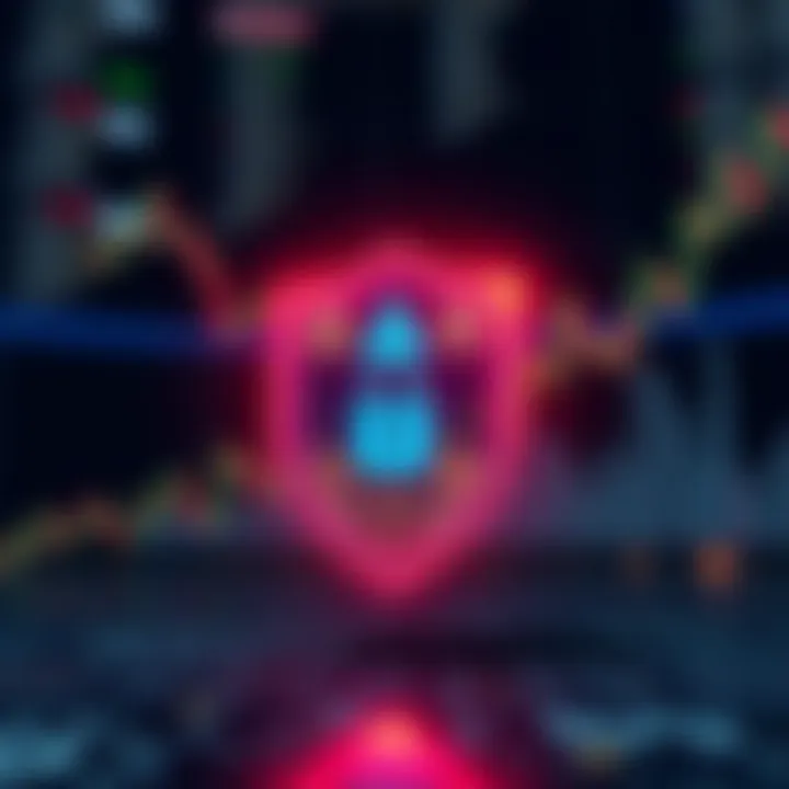 Secure Trading and Risk Management in Cryptocurrency Illustration of a shield with cryptocurrency symbols representing secure trading and risk management