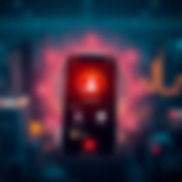 Illustration of a secure mobile device with download and installation icons