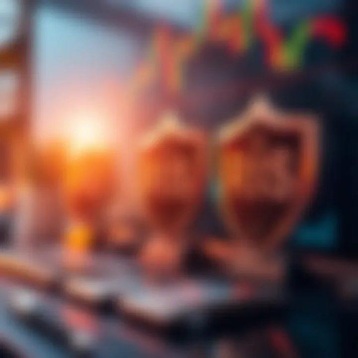Effective Risk Management in Surge Trading Abstract illustration of financial risk management with charts and protective shields