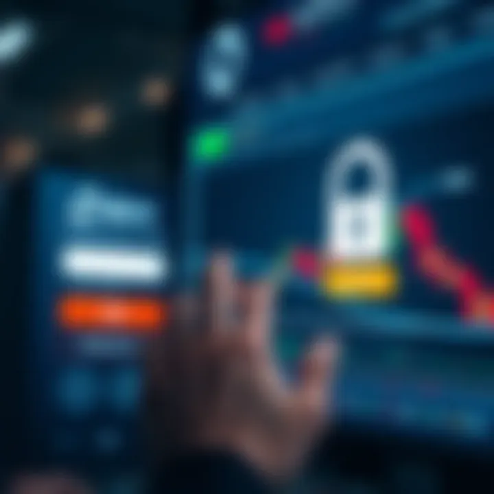 User entering credentials on secure trading platform login screen