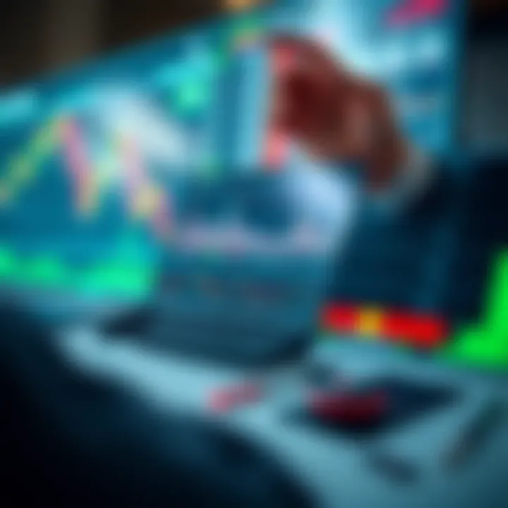 Visual representation of risk management strategies in binary trading with charts and indicators