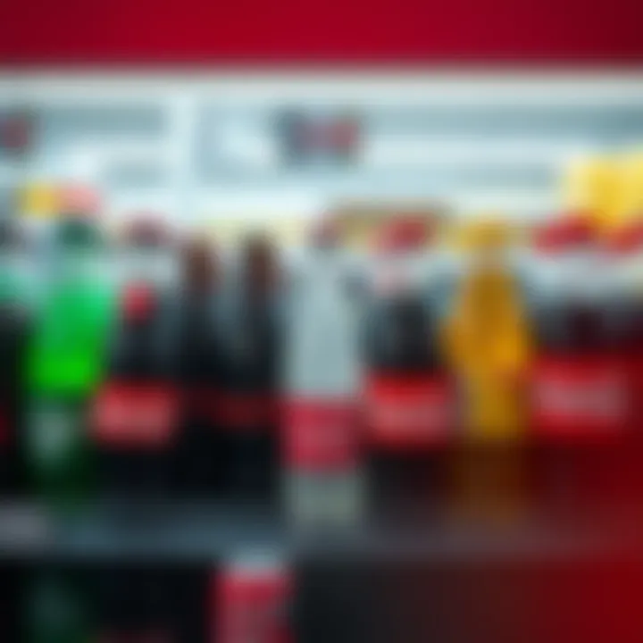 Beverage bottles from various global brands displayed on a retail shelf