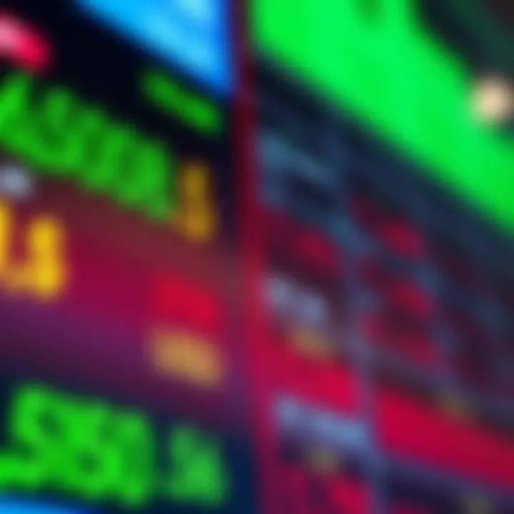 Currency exchange rates displayed on a digital financial board