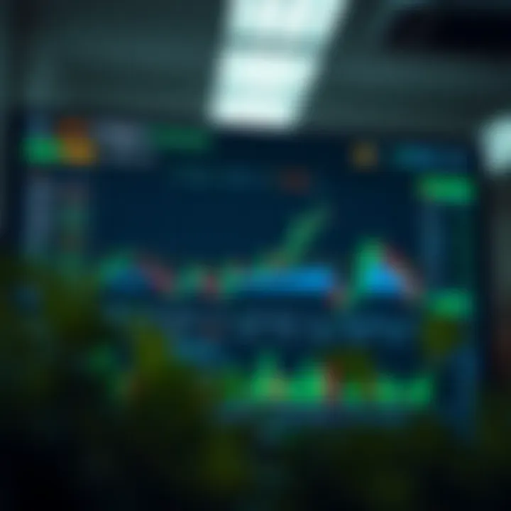 Digital interface displaying various cryptocurrency options and trading charts