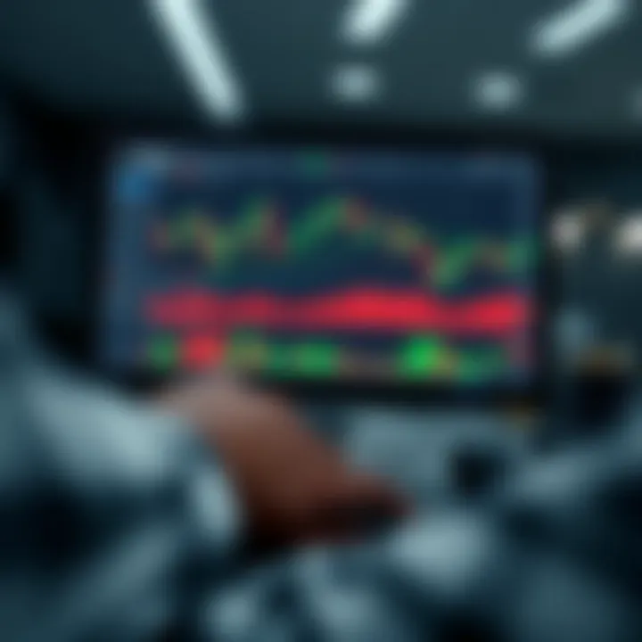 Illustration of a digital trading platform displaying charts and demo account interface