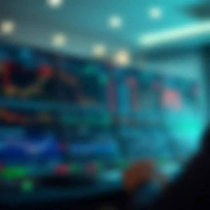 Illustration showing various online trading platform interfaces with charts and financial data