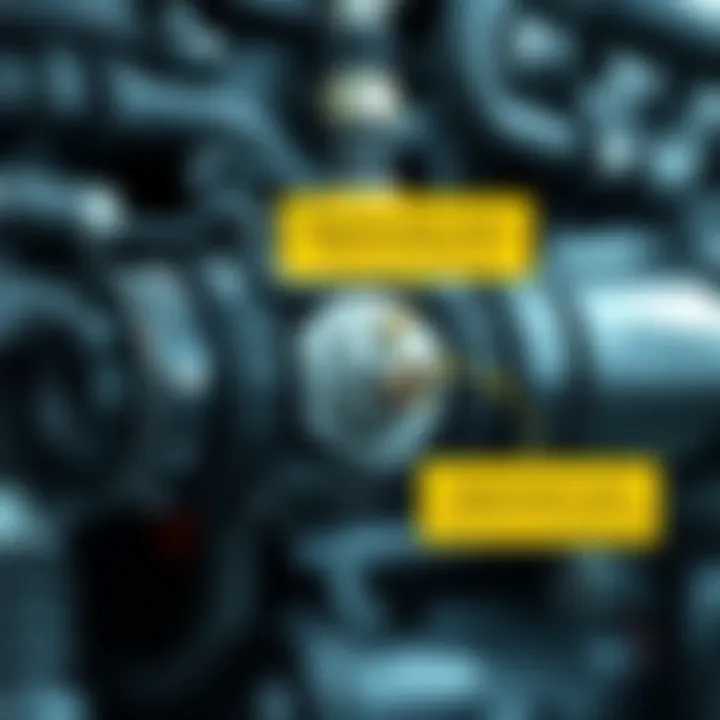 Illustration of a diesel particulate filter with highlighted areas where the regeneration valve operates to clean accumulated soot