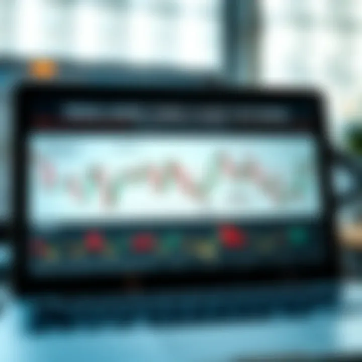 Illustration showing various forex chart patterns like head and shoulders, double tops, and triangles on a candlestick chart