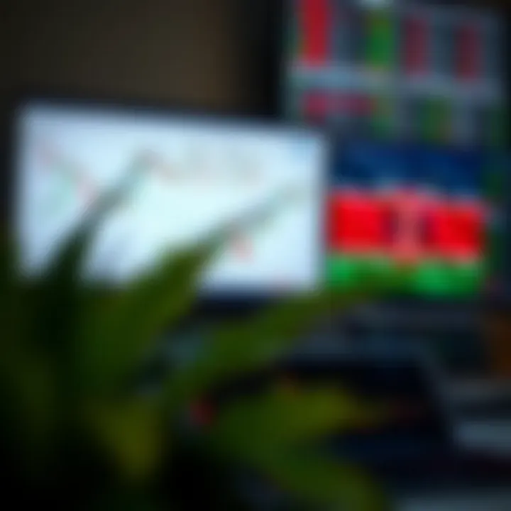 Illustration of forex trading charts and PDF documents on a computer screen with Kenyan flag