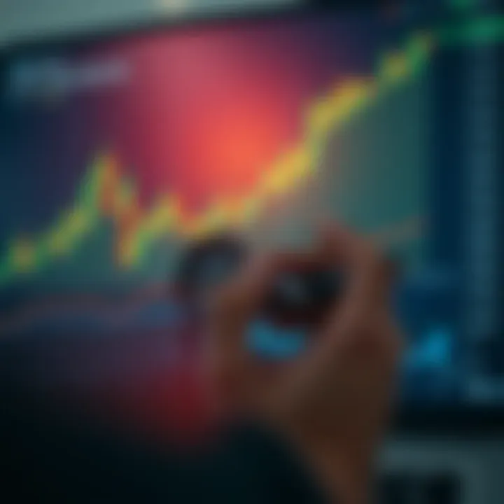 Graph showing various financial assets available on a trading platform