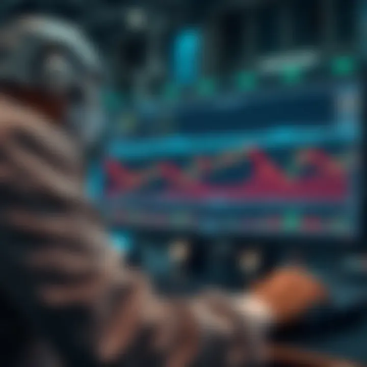 Automated forex trading software analyzing market trends and executing trades on digital interface