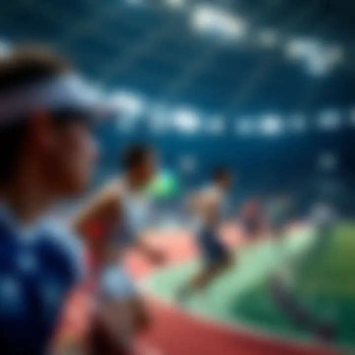 Athletes competing in various sports disciplines at the Olympic stadium