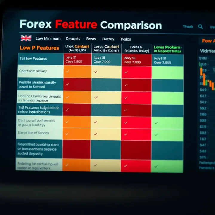 Comparison chart showing features of forex brokers with low minimum deposits in Kenya