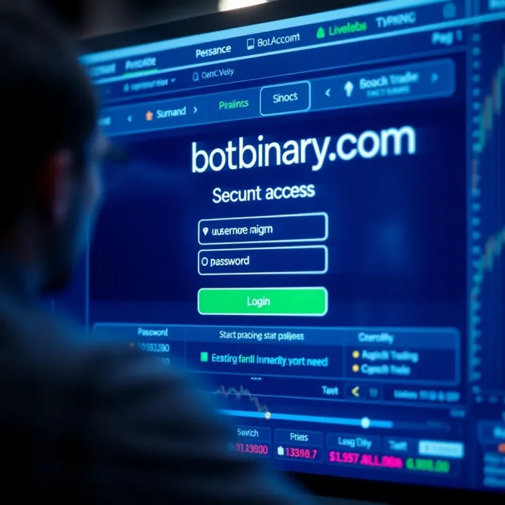 bot.binary.com Login Interface for Account Access Secure login interface of bot.binary.com showing username and password fields