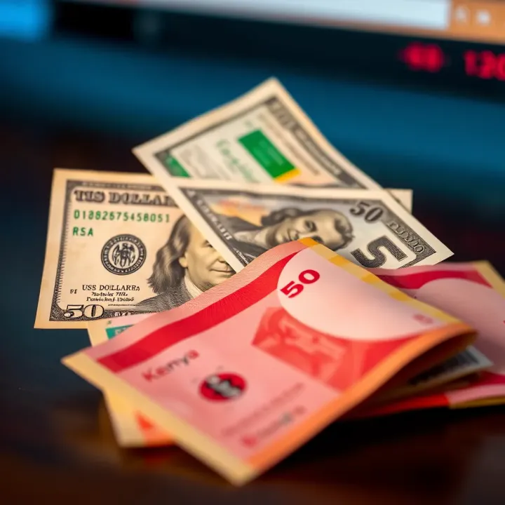 Currency exchange showing US dollars and Kenyan shillings notes
