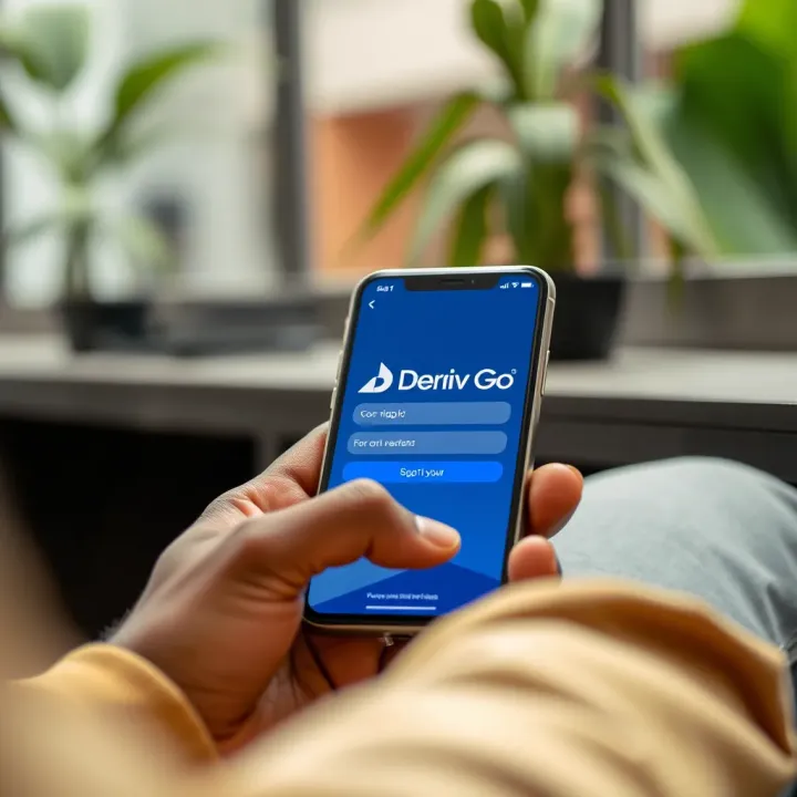 User entering login credentials on mobile device for Deriv Go app in Kenya