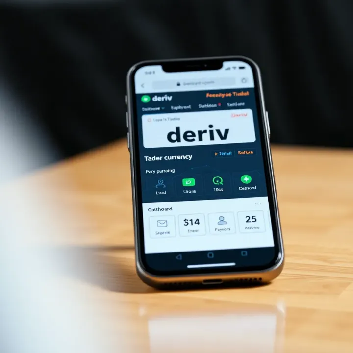 Deriv Trading Dashboard Featuring Local Payment Integration Smartphone screen showing the Deriv trading dashboard with local currency and payment options