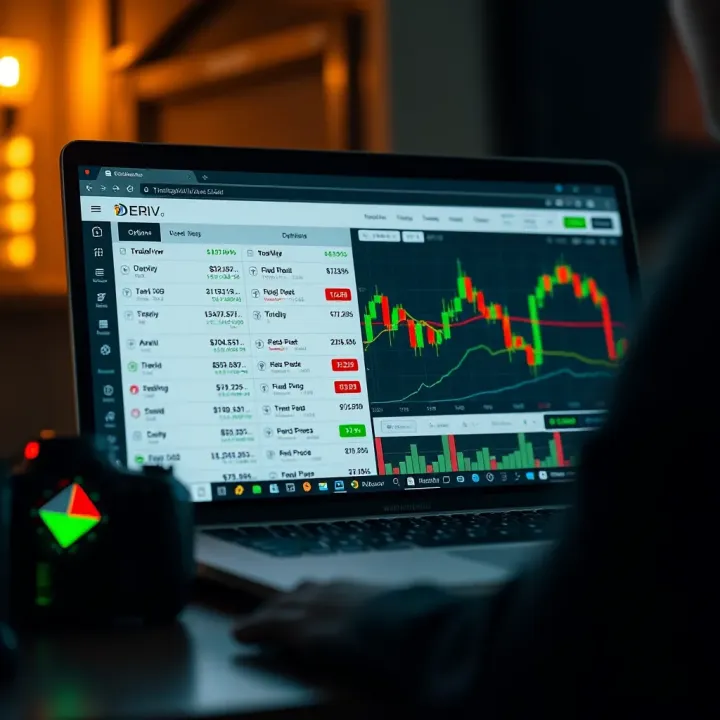 Deriv trading interface showing options alongside TradingView charts for enhanced trading decisions