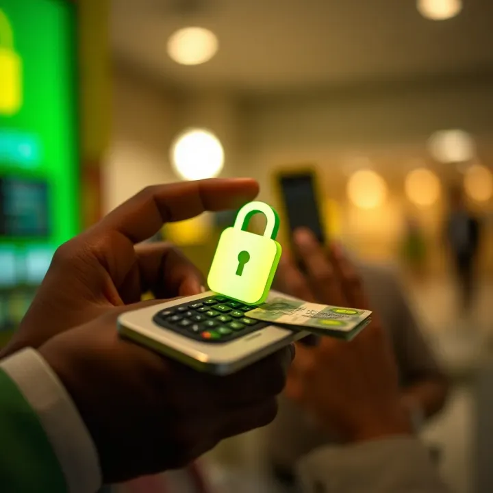 Security Features of DMPesa Mobile Money Platform Secure financial transaction symbolizing protection of mobile money using encryption