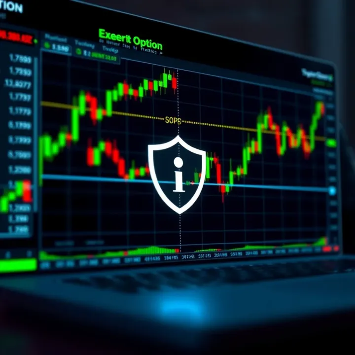 Graph showing online trading platform interface with security shield symbol
