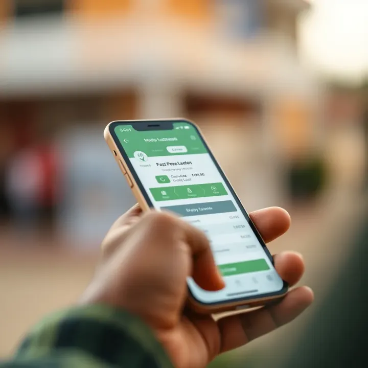 Smartphone displaying a mobile money lending application interface in Kenya