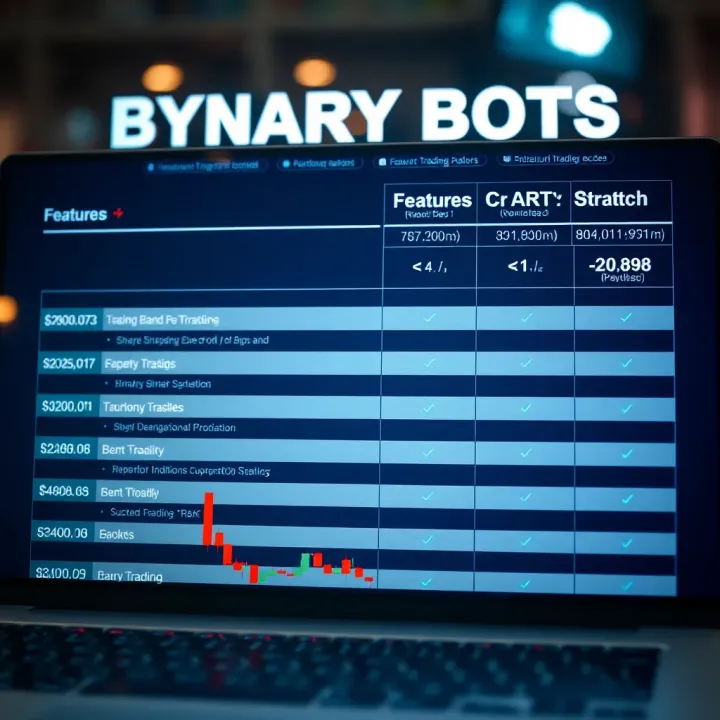 Comparison chart of features and benefits of various binary trading bots