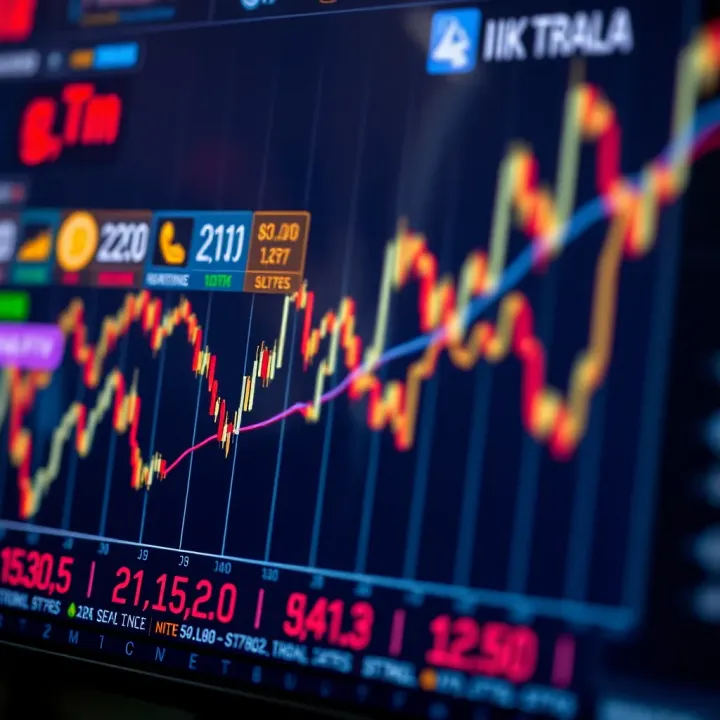 Graph showing currency exchange rates fluctuating over time