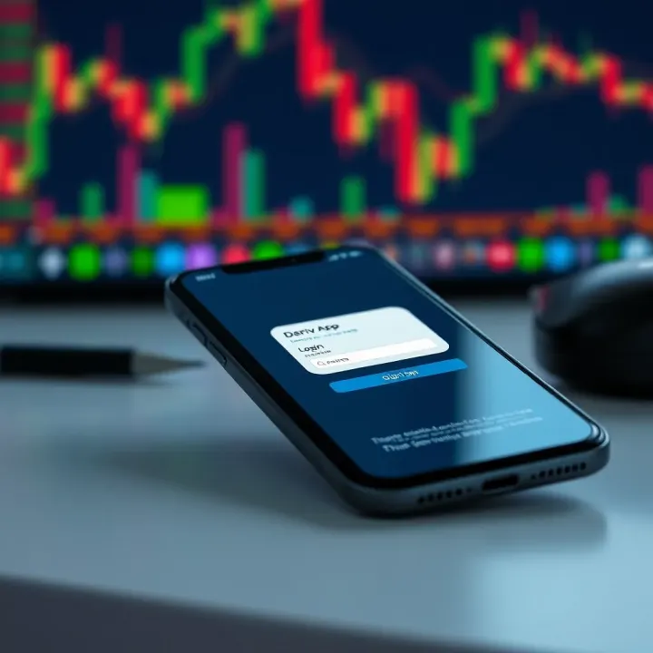 Mobile device displaying the Deriv app login screen on a clean interface