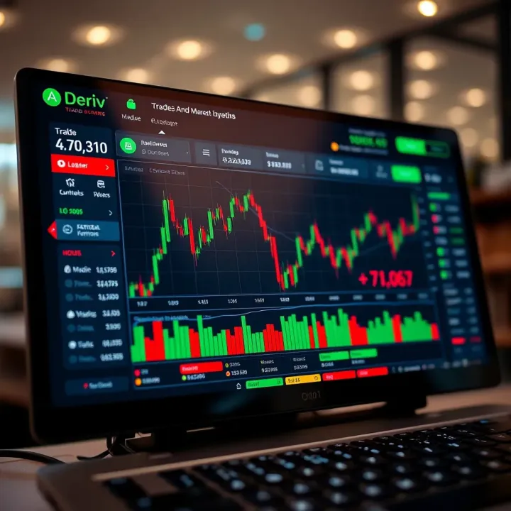 User interface of Deriv trading platform showing diverse financial instruments available for trading