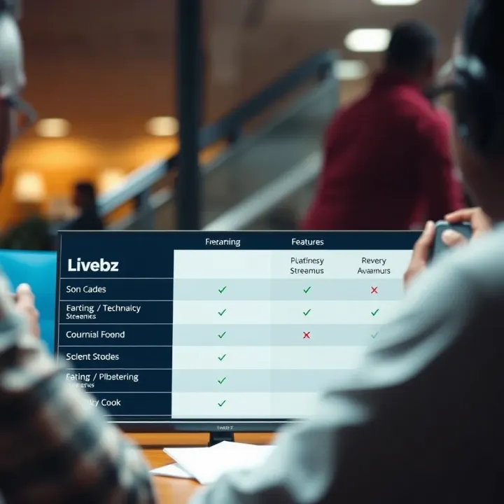 Comparison chart showcasing features of Livebz alongside other streaming platforms used in Kenya