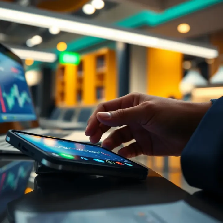 Visual representation of mobile payment integration with financial trading applications